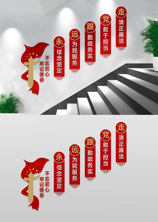 党建楼梯文化墙宣传标语 CDR