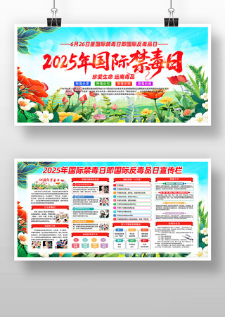 2025年国际禁毒日宣传知识宣传栏展板 PSD