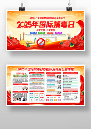2025年国际禁毒日宣传知识宣传栏展板 PSD