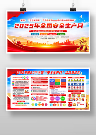 2025年全国安全生产月宣传知识展板 PSD