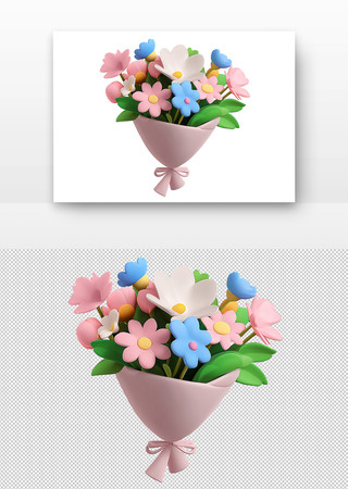 3d立体花束 PNG