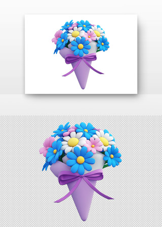 3d立体鲜花束 PNG