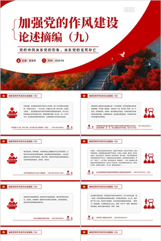 关于加强党的作风建设论述摘编九PPT模板 关于加强党的作风建设论述摘编九PPT模板