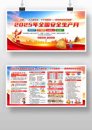 全国安全生产月展板设计 PSD