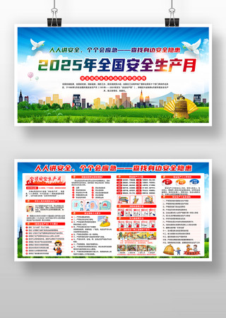 全国安全生产月知识展板 PSD