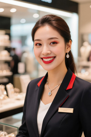 珠宝店女销售员微笑肖像 JPG