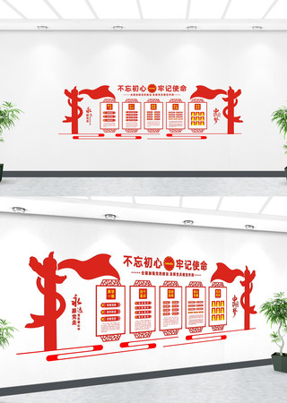 不忘初心牢记使命党建标语文化墙 CDR