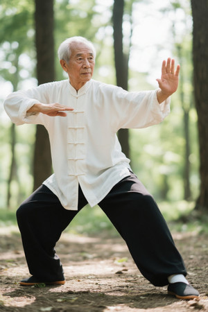公园里练太极的老年人