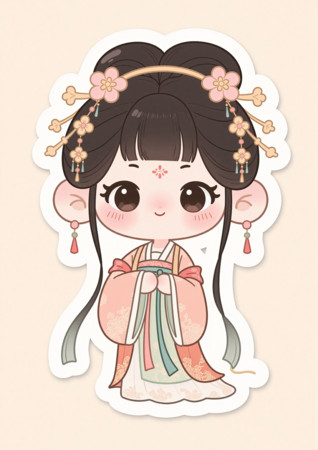 汉服美女主题的卡通形象