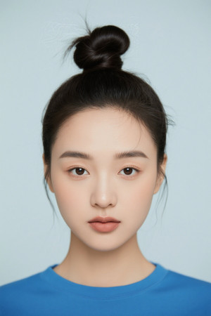 美女头像时尚写真蓝色背景