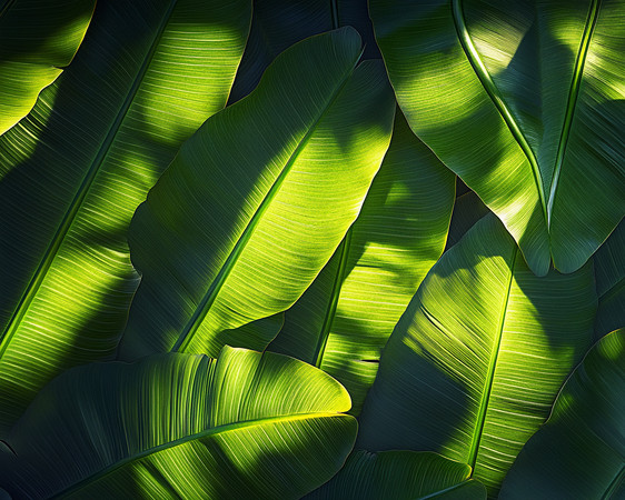 阳光下的翠绿叶片舞动在夏日的光影中 阳光下的翠绿叶片舞动在夏日的光影中