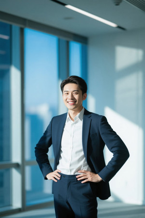 阳光下自信的年轻商务男士
