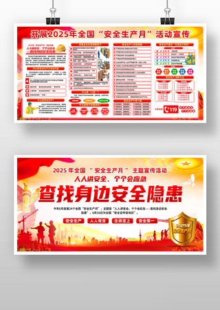 党建风2025年安全生产月活动宣传版面