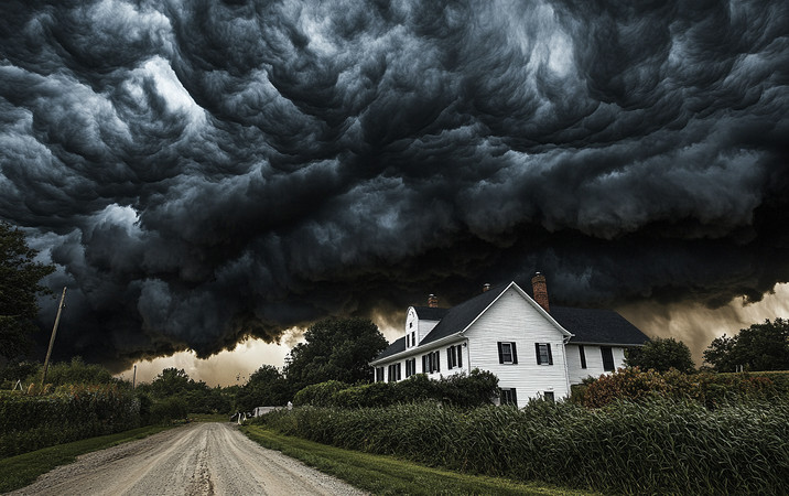 风暴中的乡村白屋 风暴中的乡村白屋