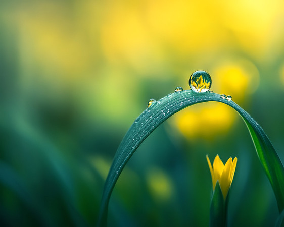 露珠滴落草尖映日 露珠滴落草尖映日