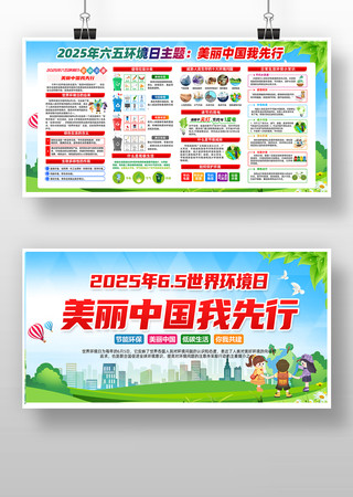 美丽中国我先行2025年六五环境日展板