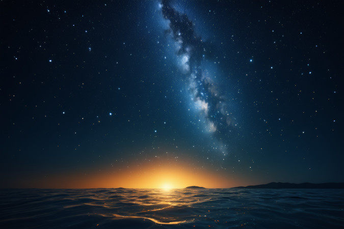 梦幻星空海景日出