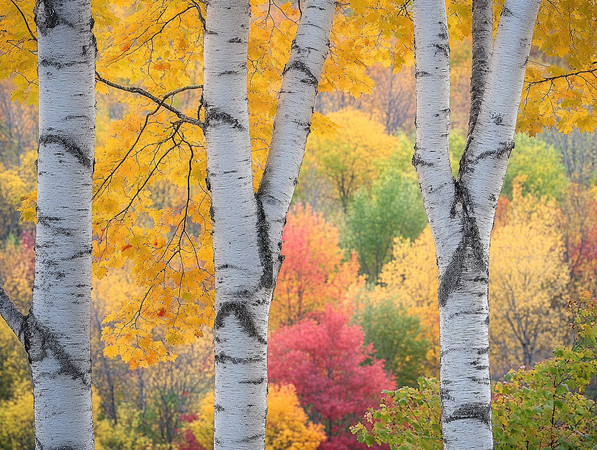 秋天的桦树林 秋天的桦树林