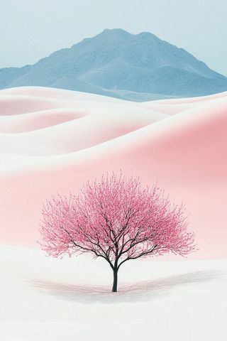 沙漠中的粉红樱花树 沙漠中的粉红樱花树