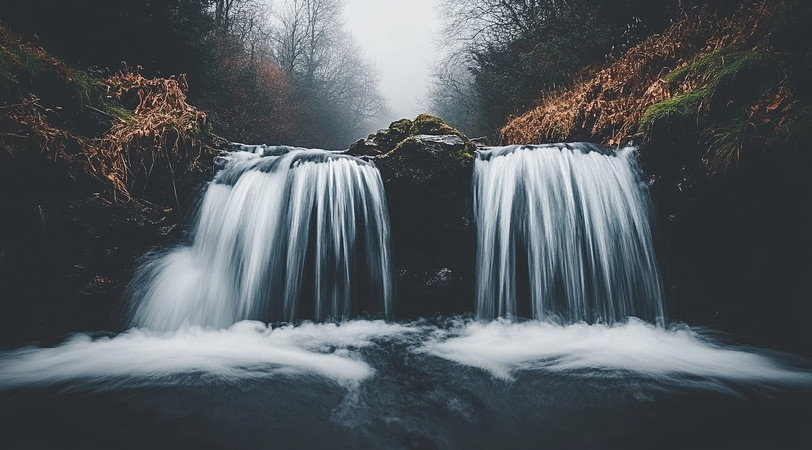 山谷中的瀑布 山谷中的瀑布