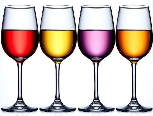 四杯红酒并排展示 四杯红酒并排展示