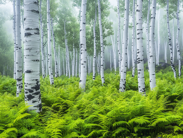 白桦林中蕨叶摇曳 白桦林中蕨叶摇曳
