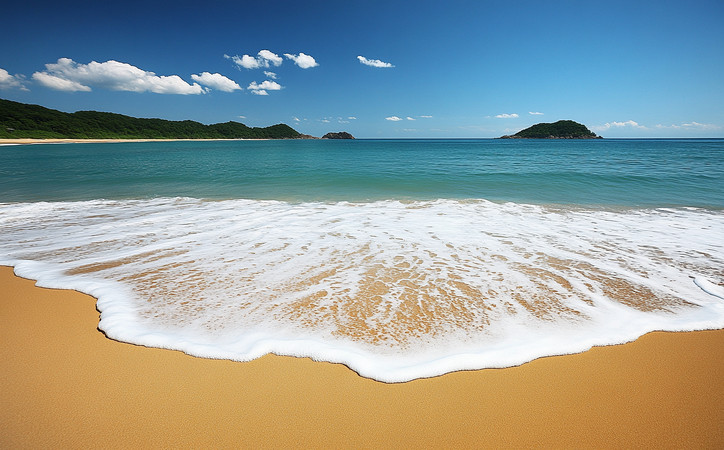 清澈的海浪轻抚金色沙滩 清澈的海浪轻抚金色沙滩