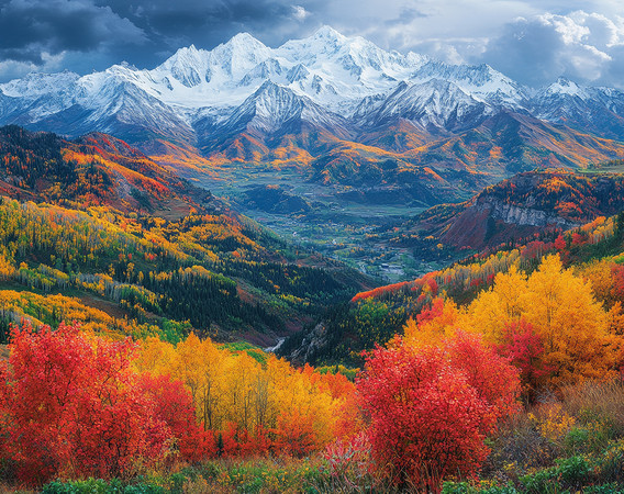 秋日的群山与彩林间 秋日的群山与彩林间