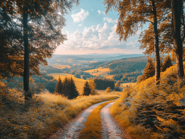 秋日金色的森林小径 秋日金色的森林小径