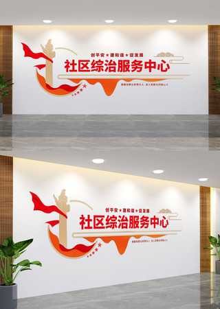社区综治服务中心党建文化墙