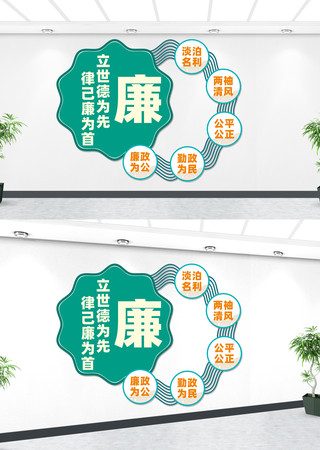 竖版党风廉政建设文化墙 CDR