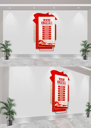 竖版党支部工作职责党建文化墙 竖版党支部工作职责党建文化墙