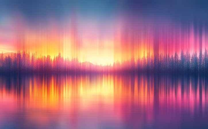 夕阳下的森林倒影 夕阳下的森林倒影