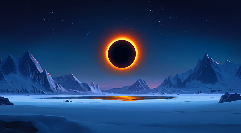 雪山中的日全食 雪山中的日全食