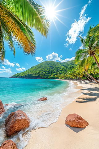 阳光照耀下的热带海滩 阳光照耀下的热带海滩