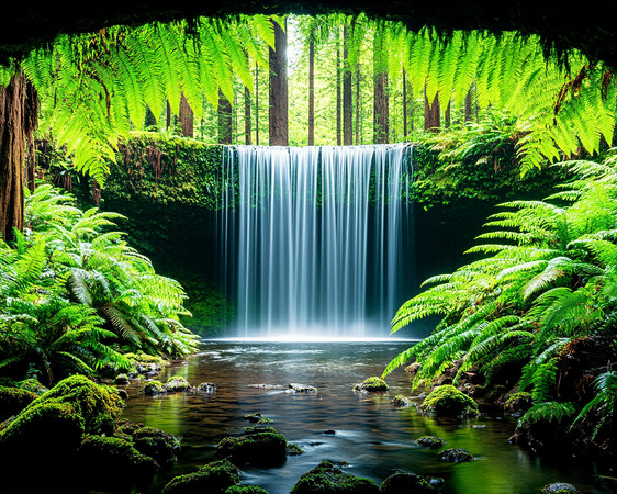 翠绿森林中的静谧瀑布 翠绿森林中的静谧瀑布