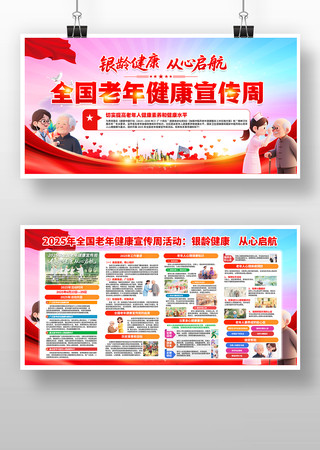 党建风2025年全国老年健康宣传周展板