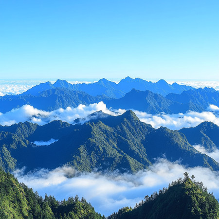 高山之巅云雾缭绕