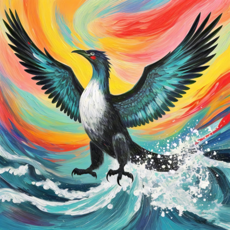 海上大鹏主题的画作 PNG