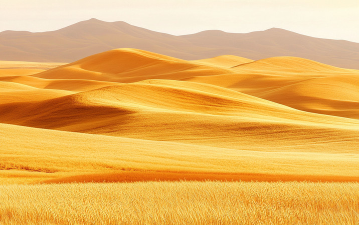 金色丘陵中起伏的山丘 金色丘陵中起伏的山丘