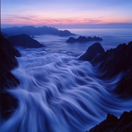 黎明时分海浪轻抚岩石 黎明时分海浪轻抚岩石