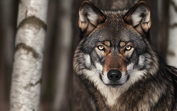 森林中的警惕狼 森林中的警惕狼