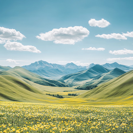 山间盛开的黄色花海 山间盛开的黄色花海