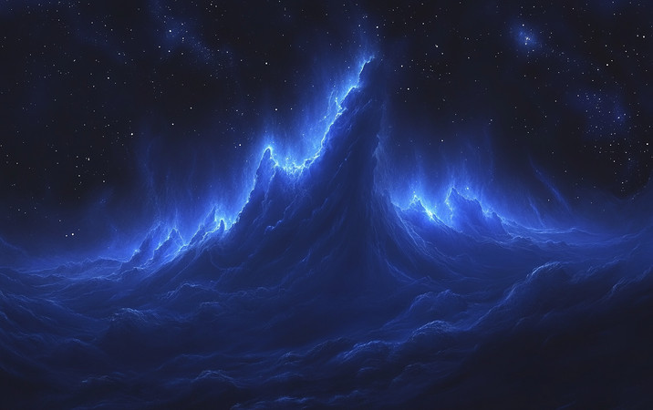 深空星河中的蓝色电涌风暴 深空星河中的蓝色电涌风暴