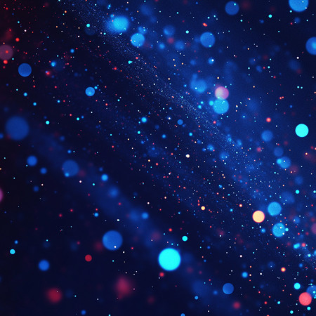 深蓝星空下的彩色光点舞动