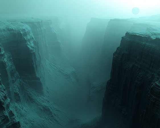 深邃峡谷中雾气缭绕的孤独星球 深邃峡谷中雾气缭绕的孤独星球