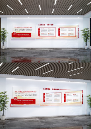 四个意识四个自信两个维护两个确立文化墙 AI