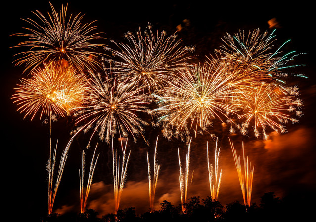 夜空中璀璨绽放的烟花盛宴 夜空中璀璨绽放的烟花盛宴