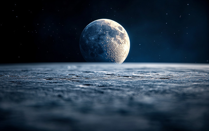 月球俯瞰地球夜空下的宁静 月球俯瞰地球夜空下的宁静