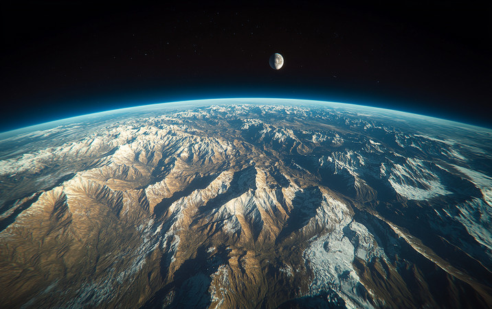 月球俯瞰下的地球山脉 月球俯瞰下的地球山脉